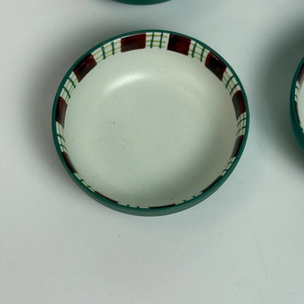 Lenox Winter Greetings Everyday Plaid Condiment Dipping Bowls Set of 4 Green Red